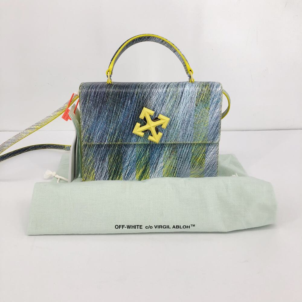 OFF-WHITE Women's Bouroullec Print Jitney 2.8 Leather Bag Yellow Multi NWT